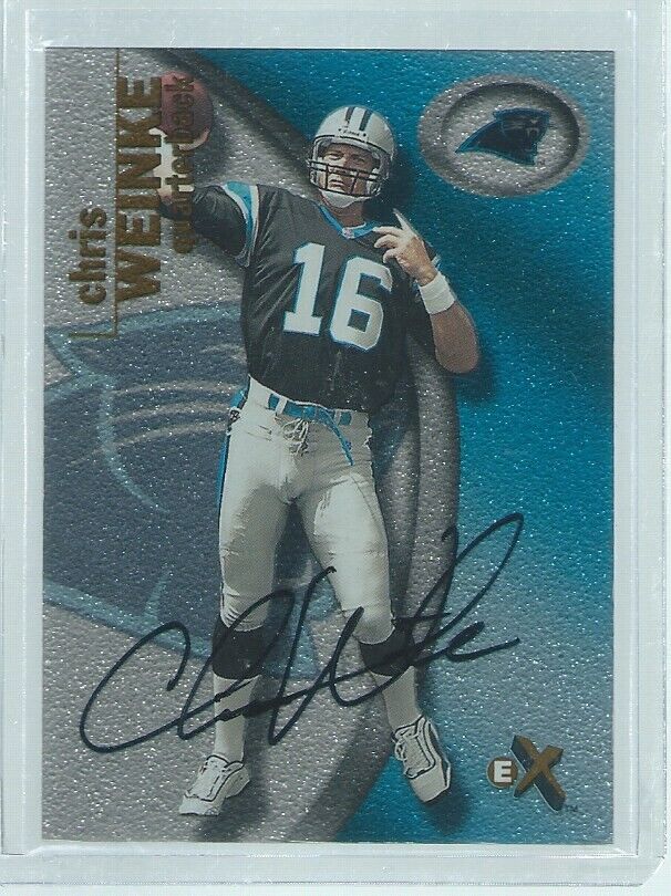 CHRIS WEINKE 2001 FLEER EX E-X ON CARD AUTO RC #D 38/1000