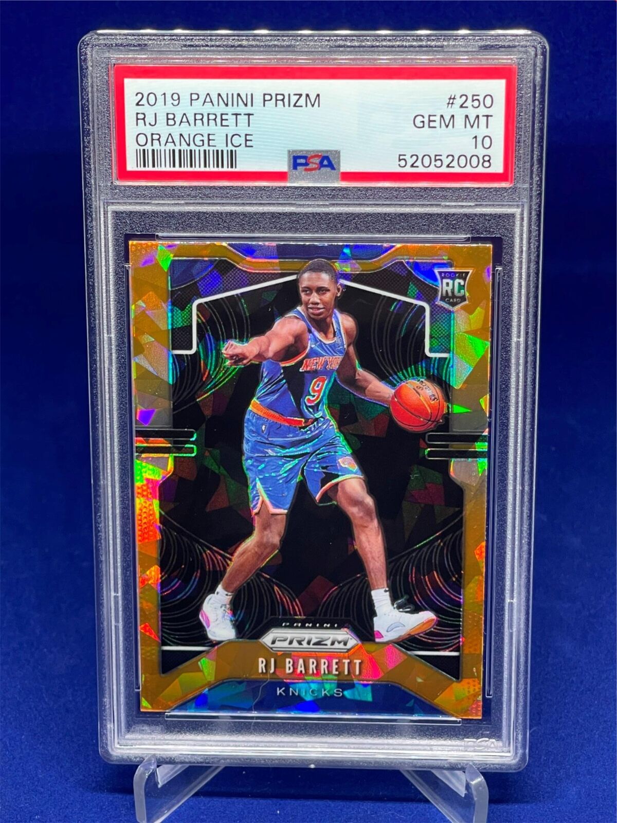 RJ BARRETT 2019-20 PANINI PRIZM ORANGE ICE PRIZM ROOKIE RC #250 PSA 10