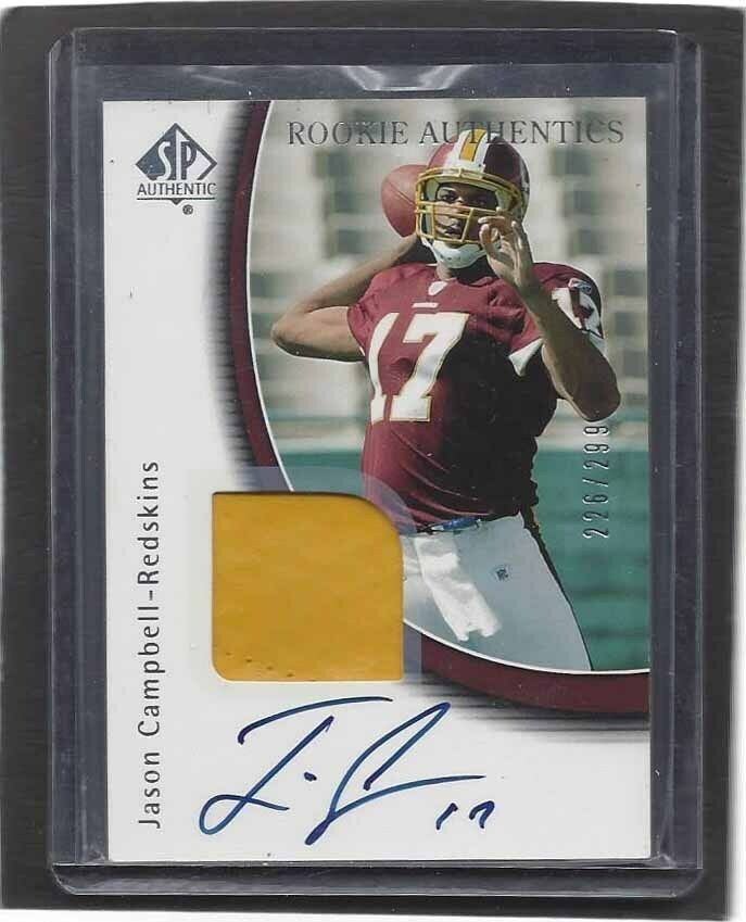 JASON CAMPBELL 2005 SP AUTHENTIC RPA ROOKIE PATCH ON CARD AUTO RC #D 226/299