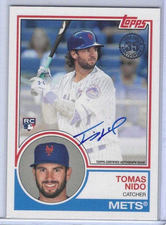 TOMAS NIDO 2018 TOPPS BASEBALL 35TH ANNIVERSARY ROOKIE ON CARD AUTO RC #83A-TN
