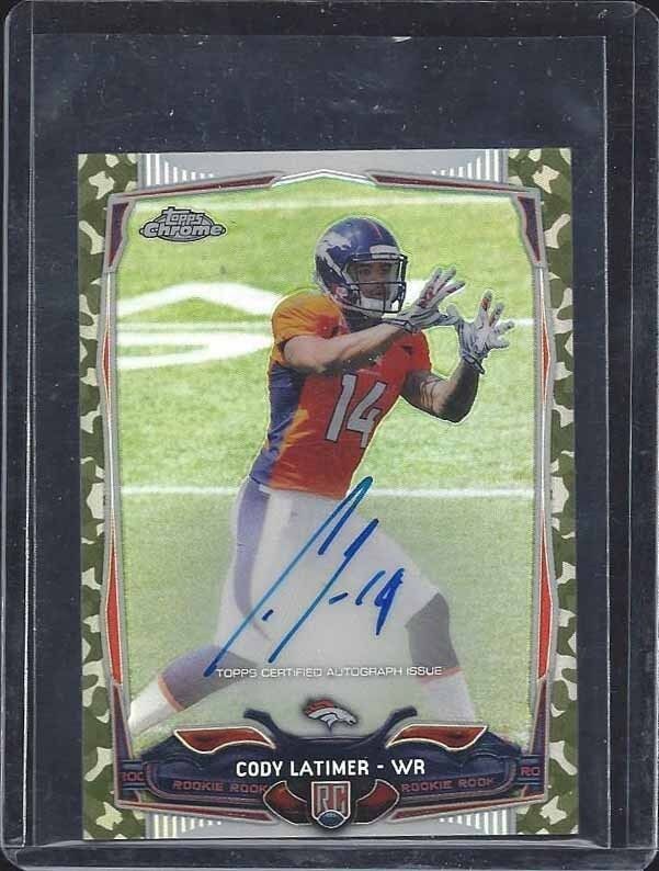 CODY LATIMER 2014 TOPPS CHROME MINI CAMO REFRACTOR ON CARD AUTO RC #D /99