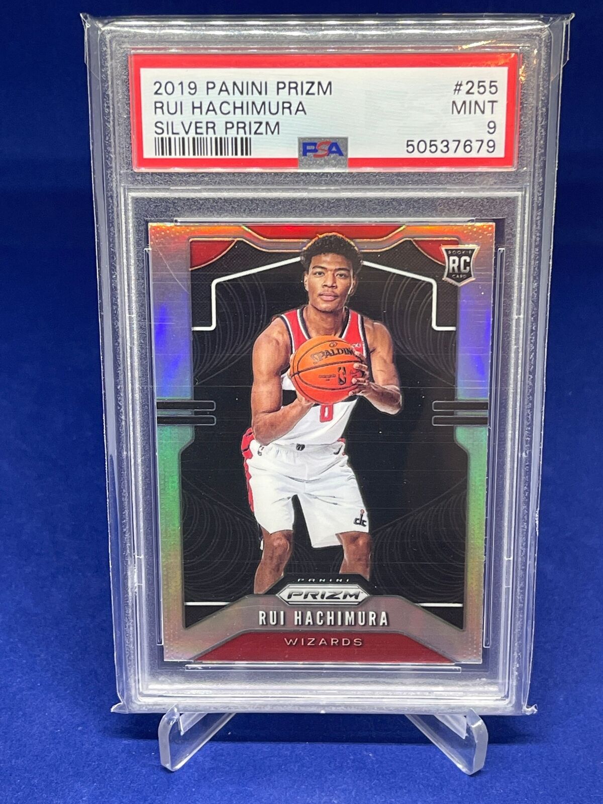 RUI HACHIMURA 2019-20 PANINI PRIZM SILVER PRIZMS ROOKIE RC #255 PSA 9 MINT