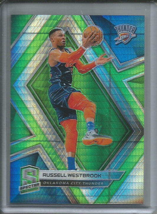 RUSSELL WESTBROOK 2018-19 PANINI SPECTRA NEON GREEN PRIZM #D 15/49