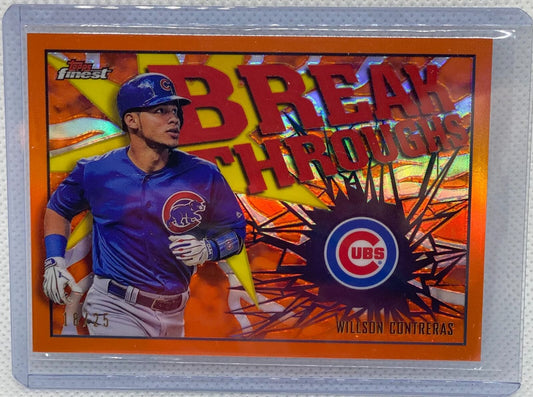 WILLSON CONTRERAS 2017 TOPPS FINEST BREAK THROUGHS ORANGE REFRACTOR #D 18/25