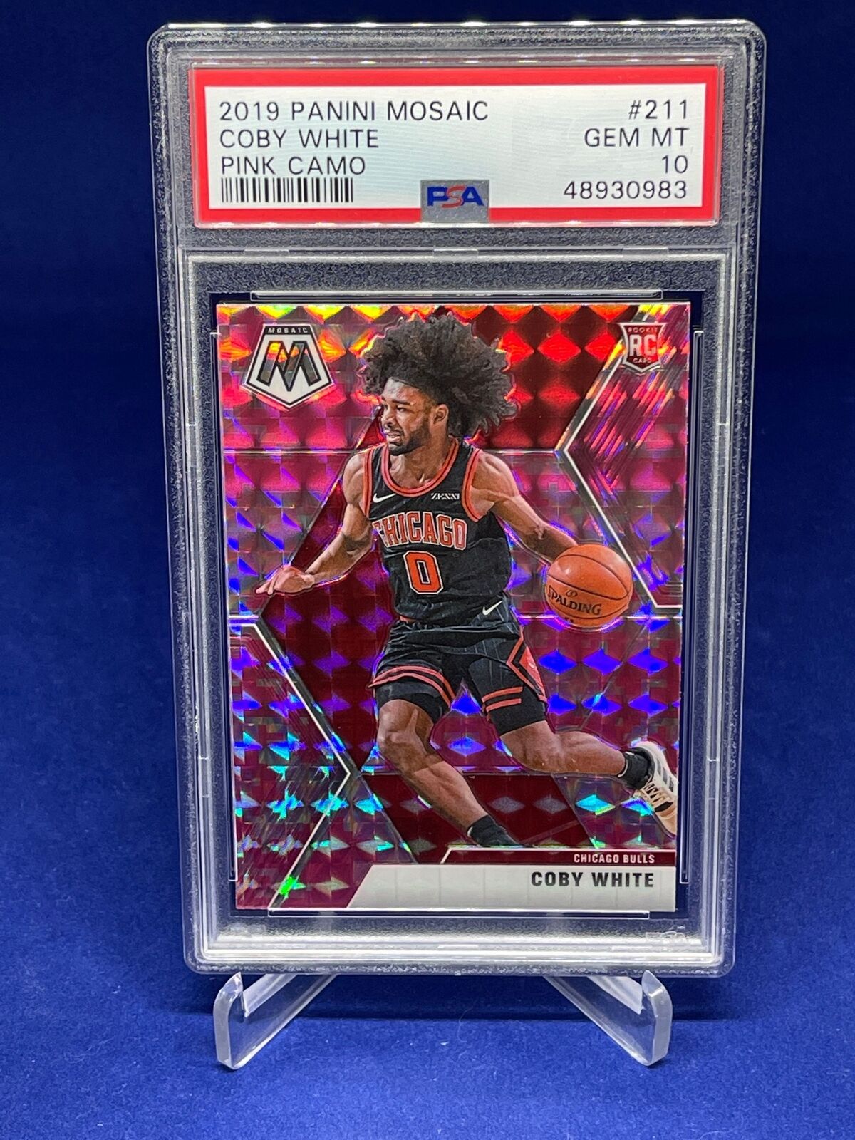 COBY WHITE 2019-20 PANINI MOSAIC PINK CAMO PRIZM ROOKIE RC #211 PSA 10 GEM MINT