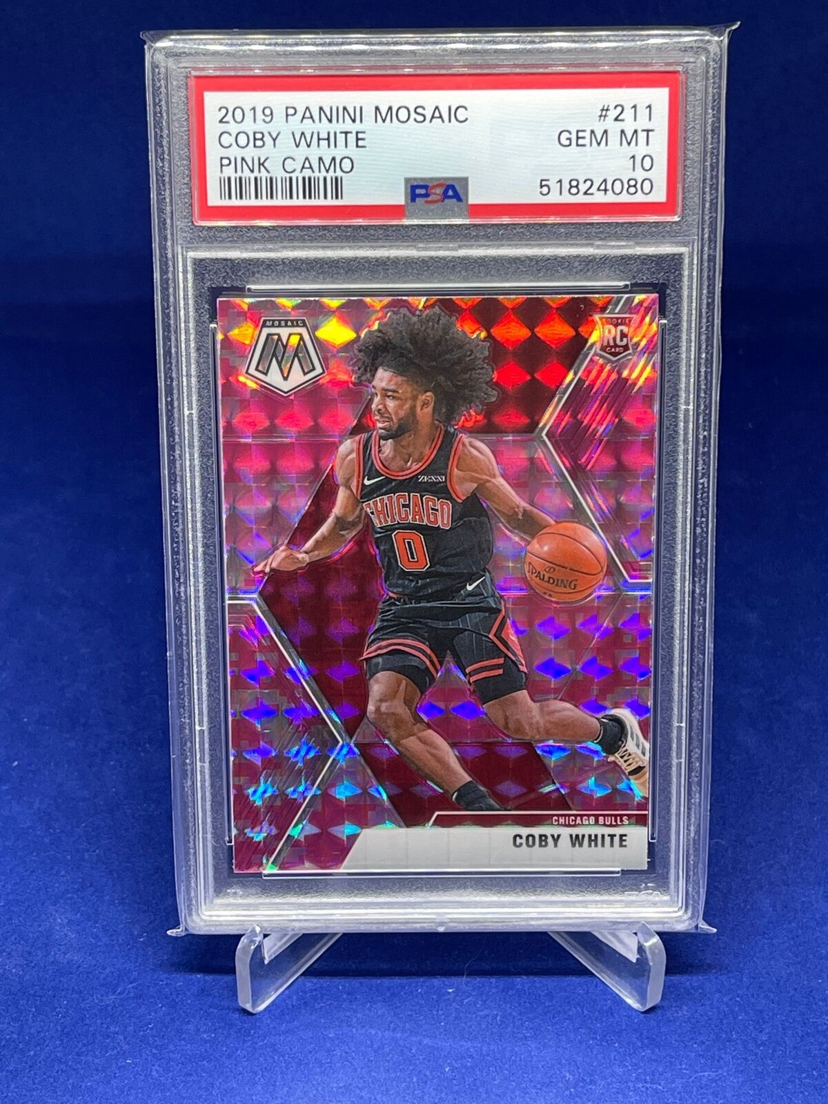 COBY WHITE 2019-20 PANINI MOSAIC PINK CAMO PRIZM ROOKIE RC #211 PSA 10 GEM MINT