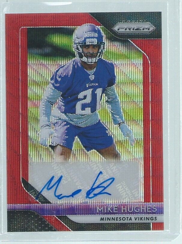 MIKE HUGHES 2018 PANINI PRIZM AUTO RED WAVE PRIZMS RC #D 41/199