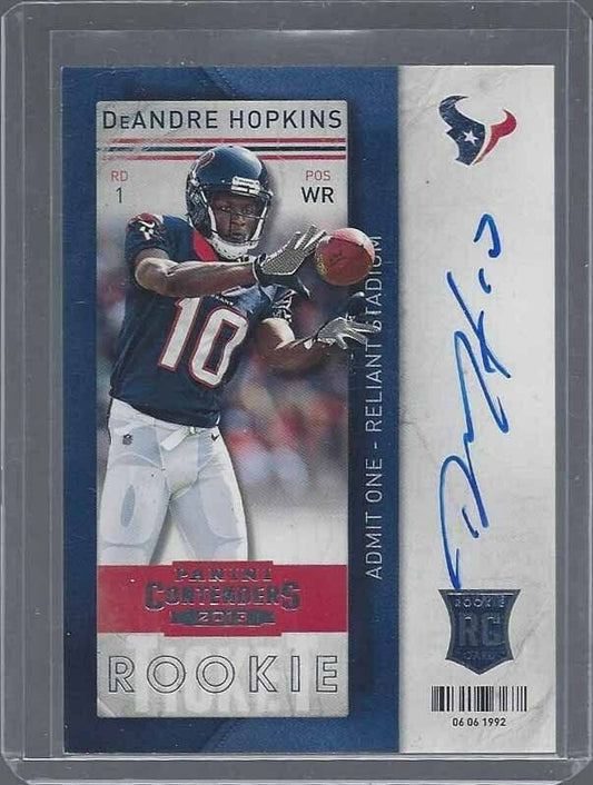 DEANDRE HOPKINS 2013 PANINI CONTENDERS ROOKIE TICKET TRUE RC ON CARD AUTO #205