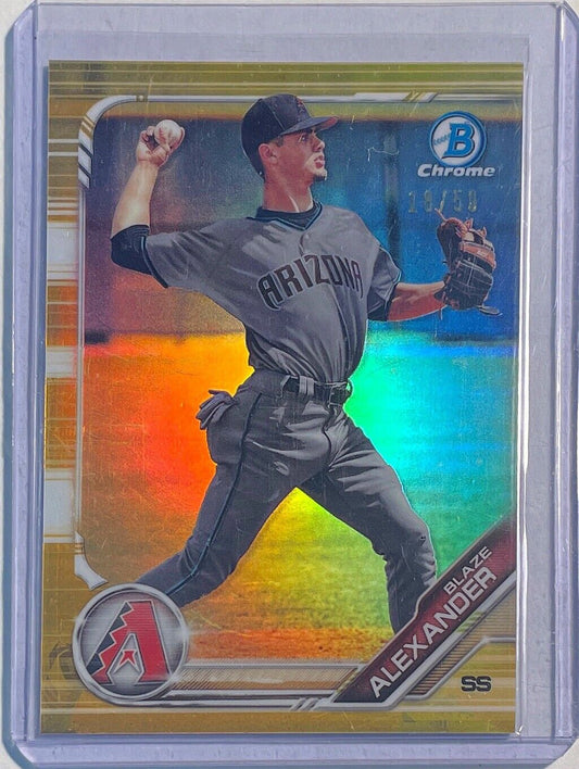 BLAZE ALEXANDER 2019 BOWMAN CHROME PROSPECT GOLD REFRACTOR #D 18/50