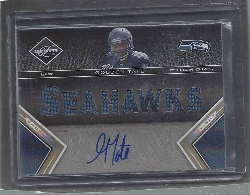 GOLDEN TATE 2010 LIMITED SPOTLIGHT GOLD JUMBO PHENOMS PATCH AUTO RC #D 5/10