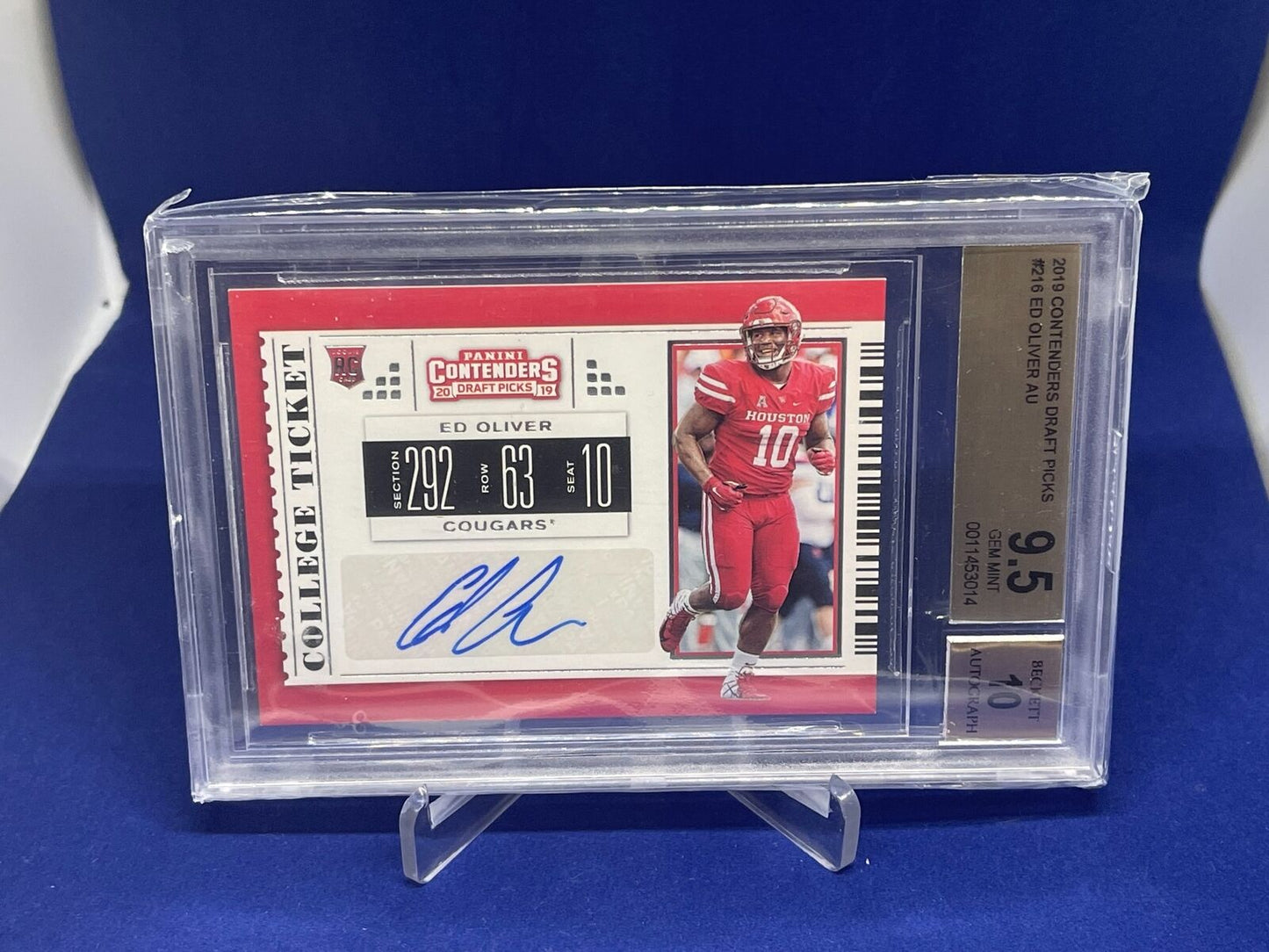 ED OLIVER 2019 PANINI CONTENDERS COLLEGE TICKET AUTO RC BGS 9.5 10 AU GEM MINT