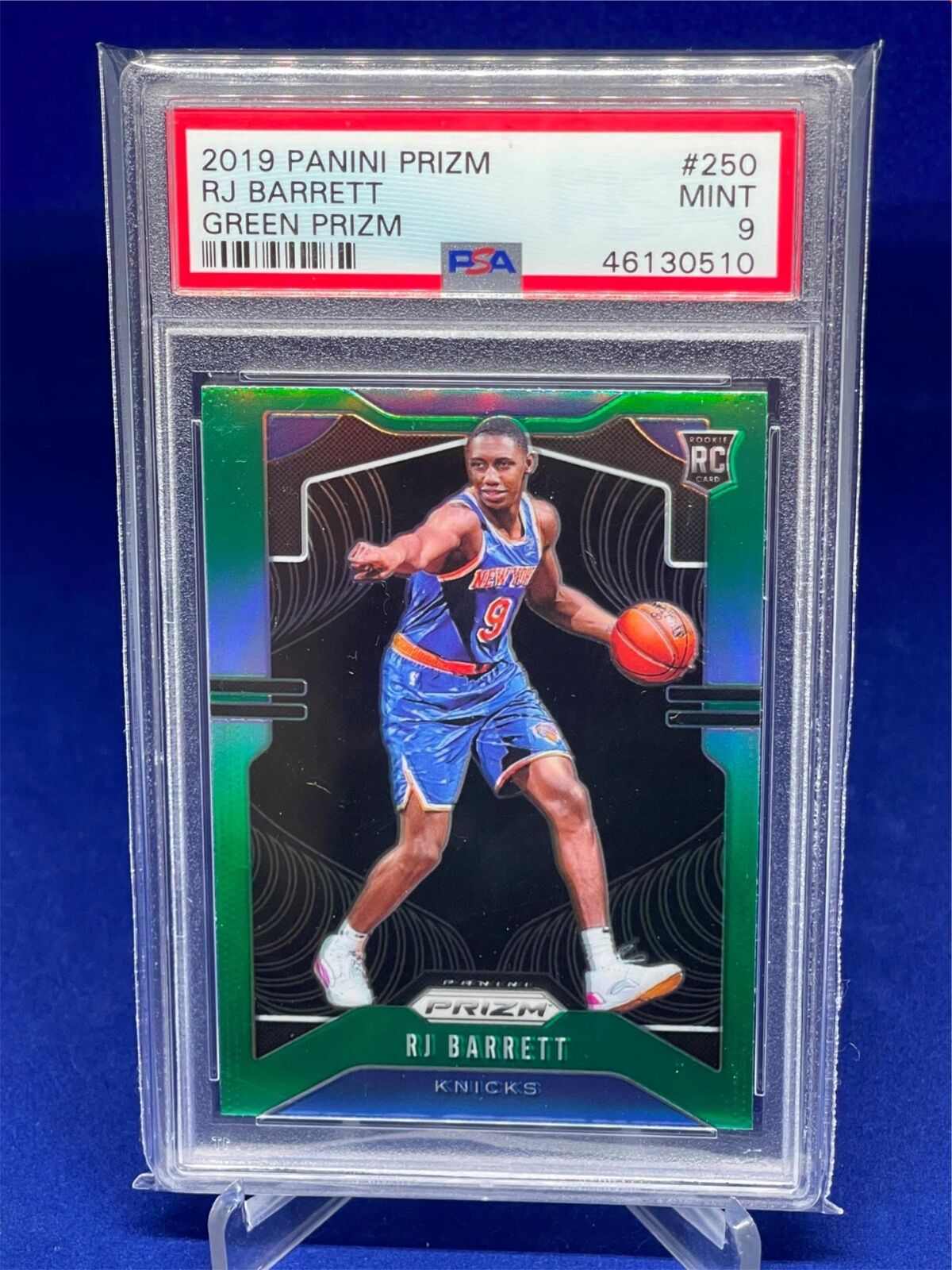 RJ BARRETT 2019-20 PANINI PRIZM GREEN PRIZM ROOKIE RC #250 PSA 9