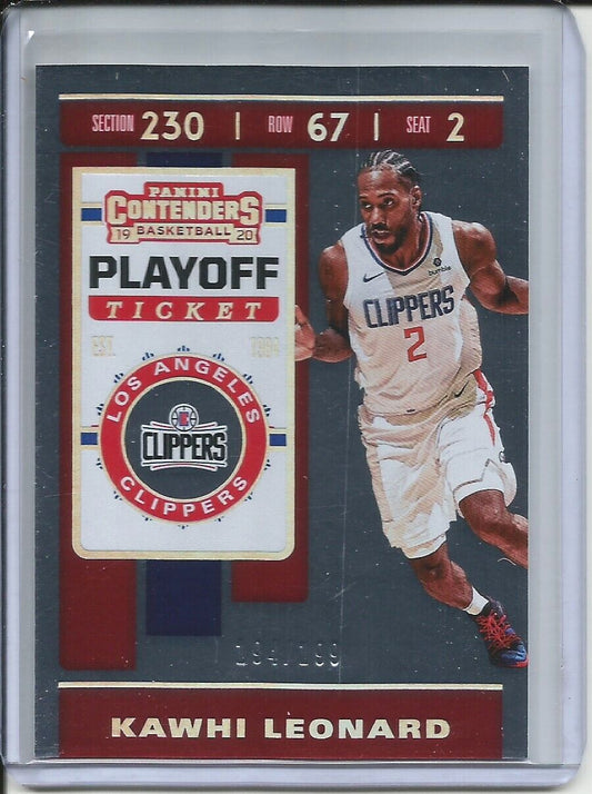 KAWHI LEONARD 2019-20 PANINI CONTENDERS PLAYOFF TICKET #D 194/199 CARD 55
