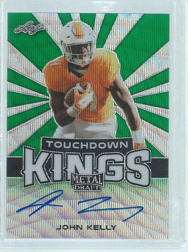 JOHN KELLY 2018 LEAF METAL DRAFT TOUCHDOWN KINGS ON CARD AUTO GREEN RC #D 3/5