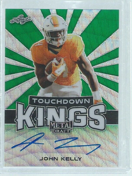 JOHN KELLY 2018 LEAF METAL DRAFT TOUCHDOWN KINGS ON CARD AUTO GREEN RC #D 3/5