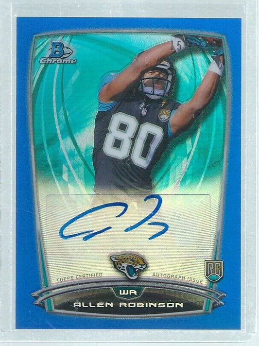 ALLEN ROBINSON 2014 TOPPS BOWMAN CHROME AUTO BLUE REFRACTOR RC #D 159/199