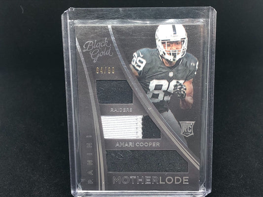 AMARI COOPER 2015 BLACK GOLD MOTHER LODE TRIPLE SWATCH 2 CLR PATCH RC #D 64/99