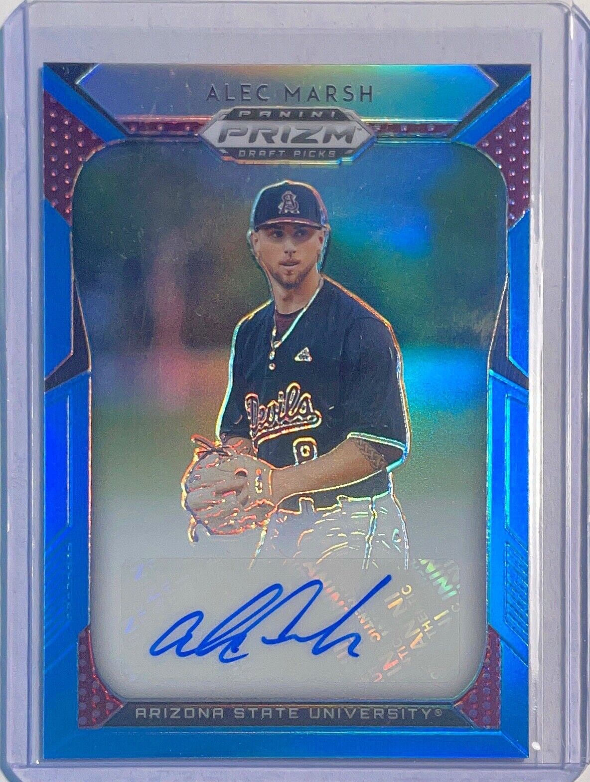 ALEC MARSH 2019 PANINI PRIZM DRAFT PICKS PROSPECT LIGHT BLUE PRIZM AUTO #D 12/30