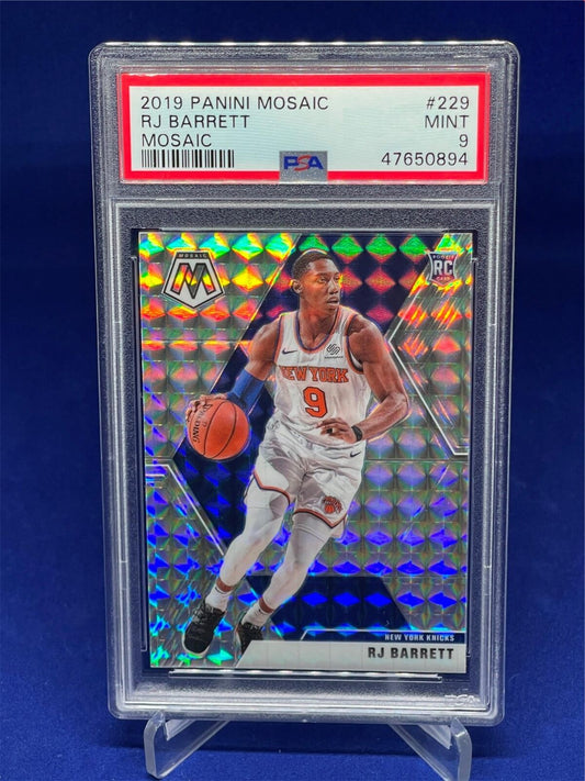 RJ BARRETT 2019-20 PANINI MOSAIC  SILVER WAVE PRIZM ROOKIE RC #229 PSA 9