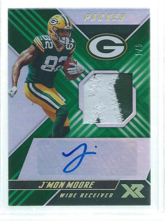J'MON MOORE 2018 PANINI XR 2 COLOR PATCH AUTO GREEN RC #D 1/5