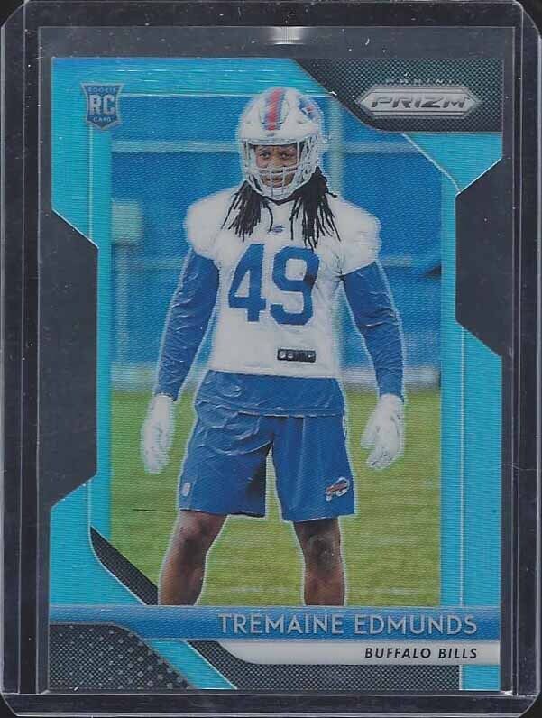 TREMAINE EDMUNDS 2018 PANINI PRIZM LIGHT BLUE DIE CUT ROOKIE PRIZMS RC #D 95/199