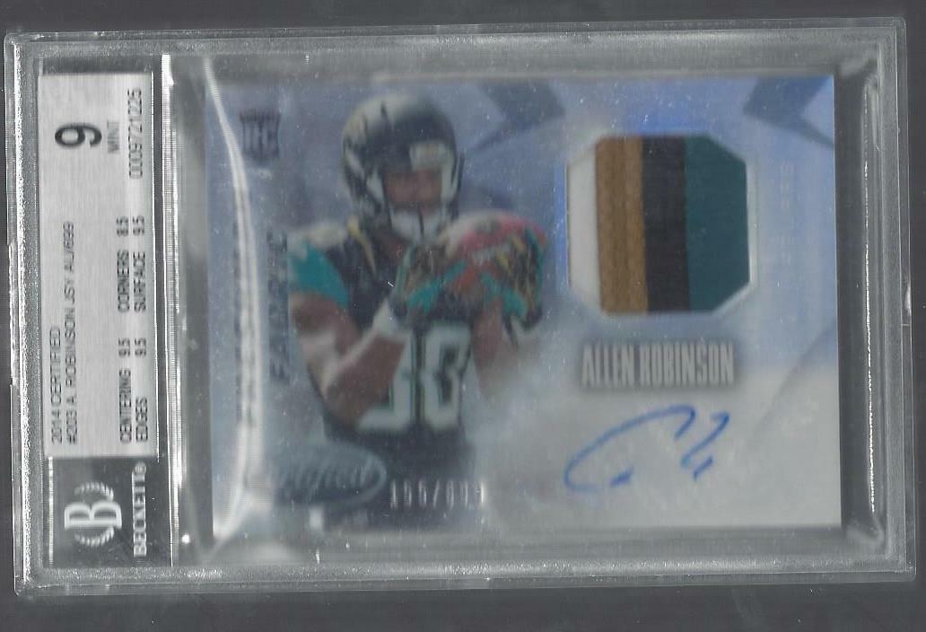 ALLEN ROBINSON 2014 CERTIFIED FRESHMAN FABRIC 4 CLR PATCH AUTO RC /699 BGS 9 10