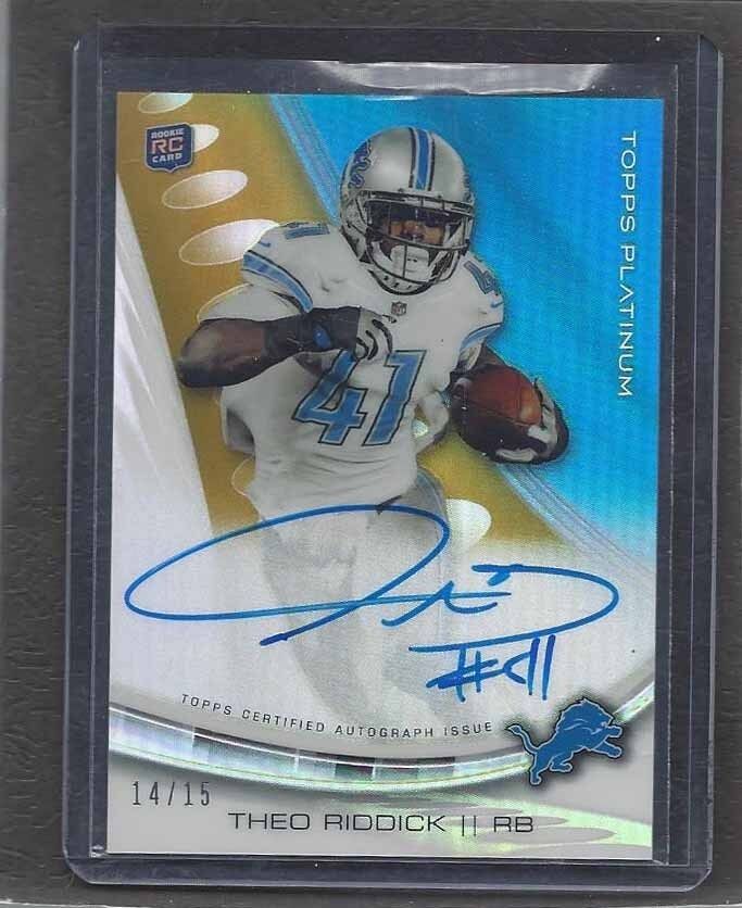 THEO RIDDICK 2013 TOPPS PLATINUM GOLD REFRACTOR ON CARD ROOKIE AUTO RC #D 14/15