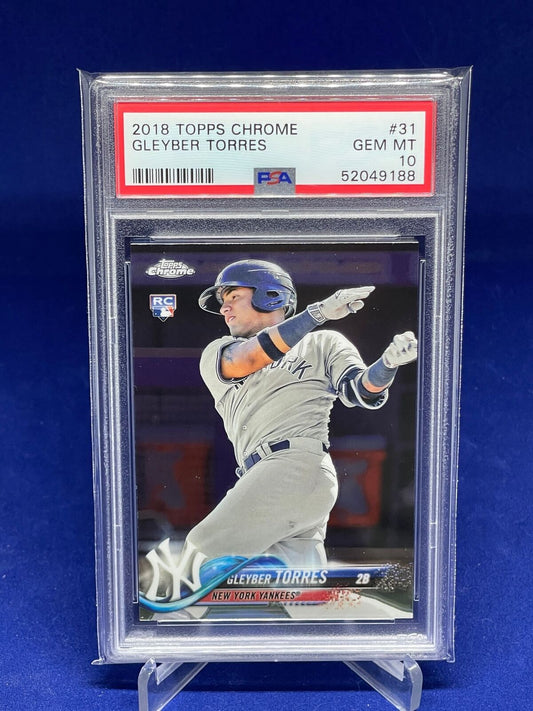 GLEYBER TORRES 2018 TOPPS CHROME ROOKIE RC #31 PSA 10 GEM MINT