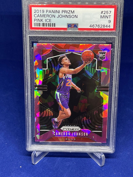CAMERON JOHNSON 2019-20 PANINI PRIZM PINK ICE PRIZMS ROOKIE RC #257 PSA 9 MINT