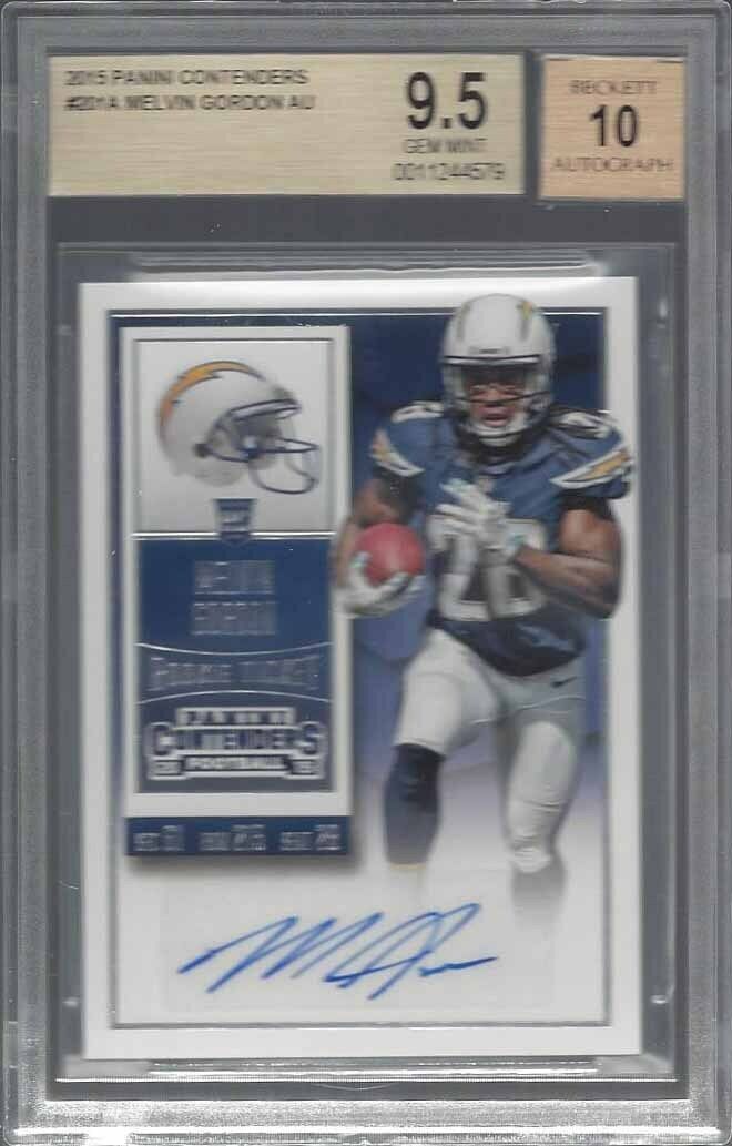 MELVIN GORDON 2015 CONTENDERS SSP RARE ROOKIE TICKET AUTO RC BGS 9.5 w 10 AU GEM