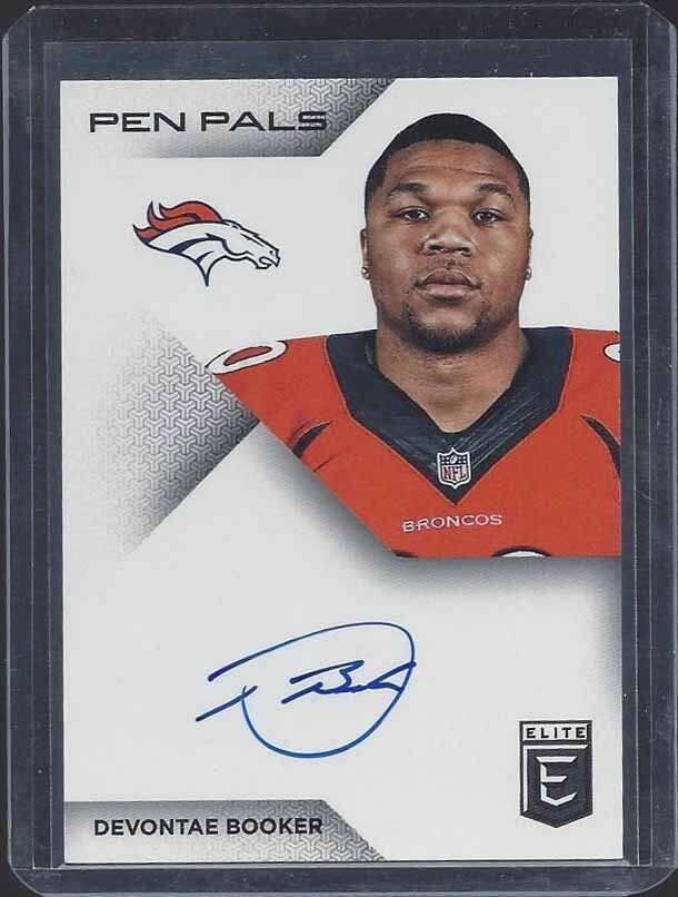 DEVONTAE BOOKER 2016 ELITE PEN PALS BRONCOS ON CARD ROOKIE AUTO RC