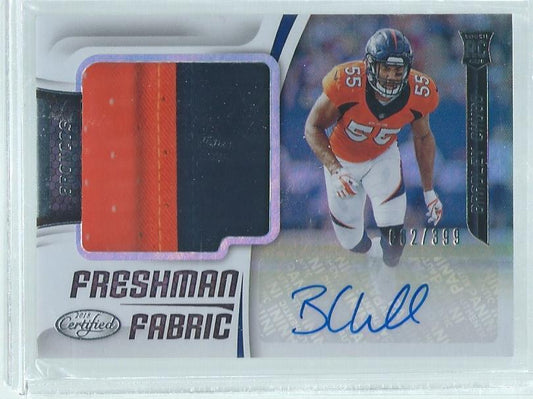 BRADLEY CHUBB 2018 PANINI CERTIFIED FRESHMAN FABRIC 2 COLOR PATCH AUTO RC /399