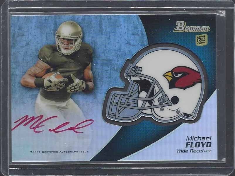 MICHAEL FLOYD 2012 BOWMAN CARDINALS HELMET REFRACTOR RED INK SP AUTO RC ONLY /15