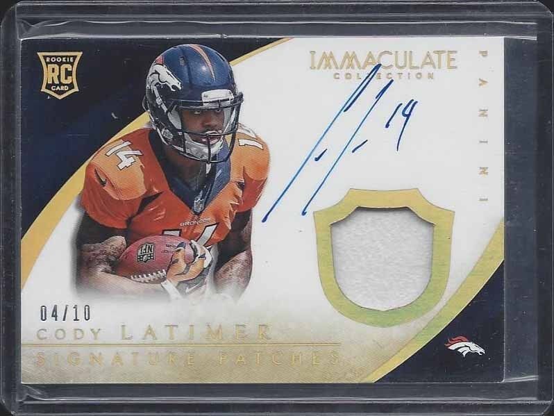 CODY LATIMER 2014 IMMACULATE RAINBOW HOLOFOIL SIGNATURE PATCH AUTO RC #D 4/10