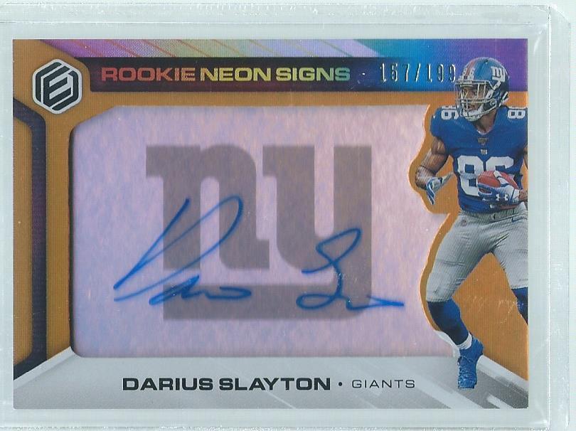 DARIUS SLAYTON 2019 PANINI ELEMENTS ROOKIE NEON SIGNS AUTO ORANGE RC #D 157/199