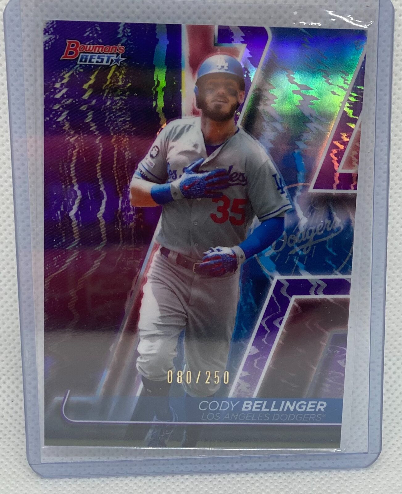 CODY BELLINGER 2020 BOWMAN'S BEST PURPLE REFRACTOR #D 080/250