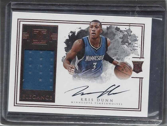 KRIS DUNN 2016-17 PANINI IMPECCABLE RPA ROOKIE JERSEY ON CARD AUTO RC #D 91/99