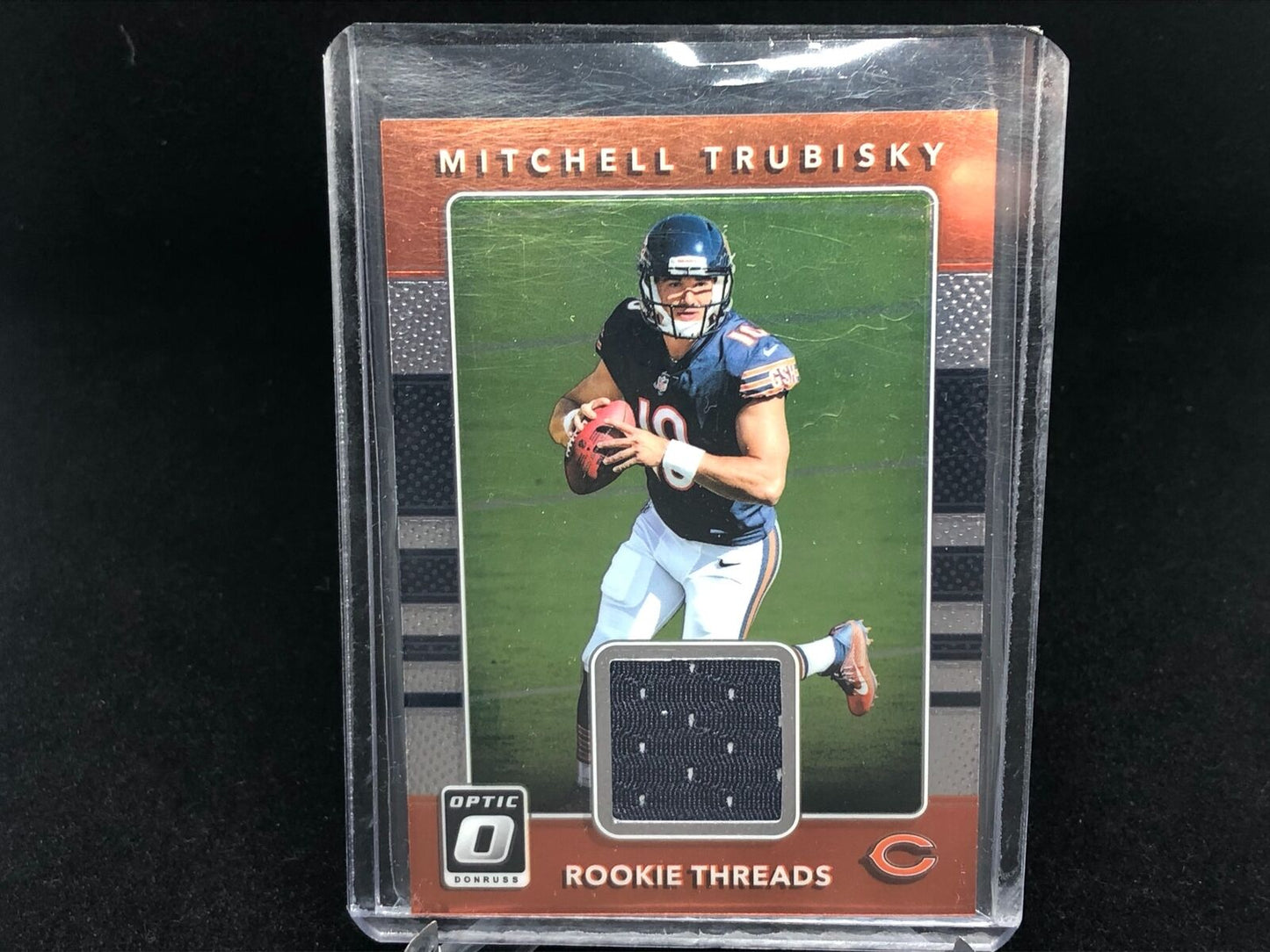 MITCHELL TRUBISKY 2017 DONRUSS OPTIC HOLO ROOKIE THREADS JERSEY RELIC RC # 1