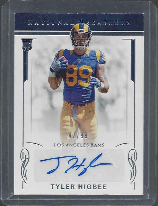 TYLER HIGBEE 2016 NATIONAL TREASURES RAMS TRUE ROOKIE AUTO RC #D 42/99