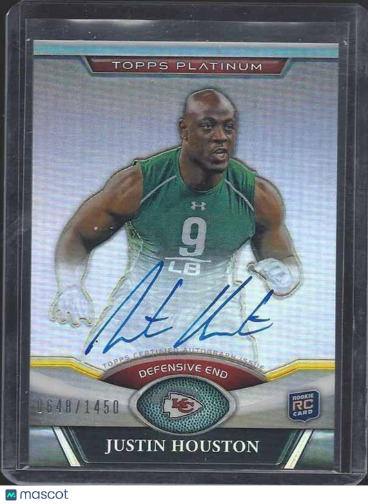 JUSTIN HOUSTON 2011 TOPPS PLATINUM REFRACTOR ON CARD ROOKIE AUTO RC #D /1450