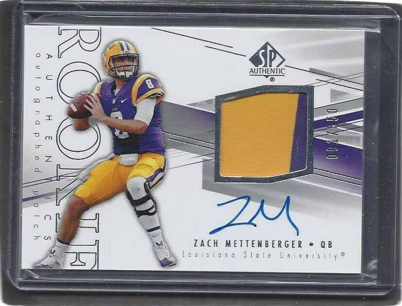 ZACH METTENBERGER 2014 SP AUTHENTIC RPA LSU ROOKIE PATCH AUTO RC #D 391/550