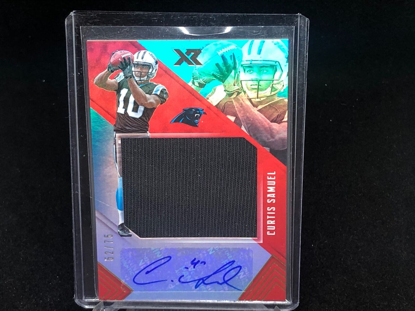CURTIS SAMUEL 2017 PANINI XR JUMBO JERSEY RED RELIC AUTO RC #D 52/75