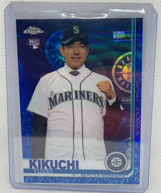 YUSEI KIKUCHI 2019 TOPPS CHROME BLUE WAVE REFRACTOR RC #D 28/75