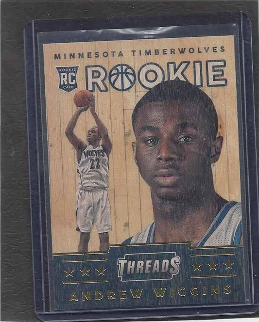 ANDREW WIGGINS 2014-15 THREADS WOOD TRUE ROOKIE RC #343