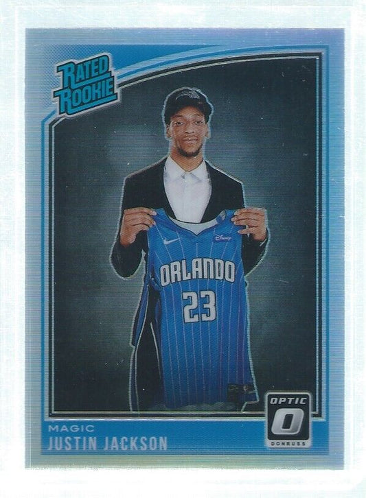 JUSTIN JACKSON 2018-19 PANINI DONRUSS OPTIC SILVER HOLO PRIZMS RC #183