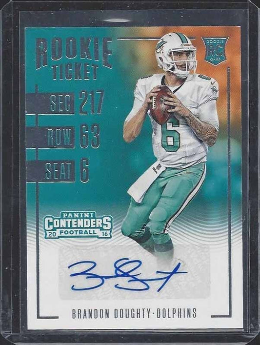 BRANDON DOUGHTY 2016 PANINI CONTENDERS ROOKIE TICKET DOLPHINS TRUE RC AUTO #162
