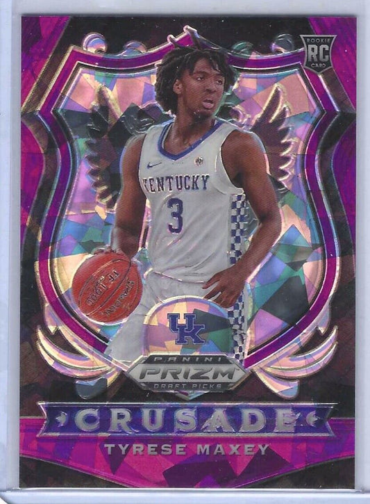 TYRESE MAXEY 2010-21 PRIZM DRAFT PICKS PURPLE CRACKED ICE CRUSADE RC #d 137/149