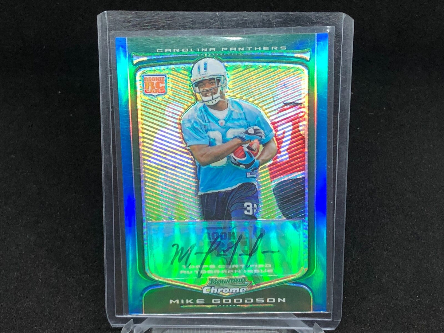 MIKE GOODSON 2009 TOPPS BOWMAN CHROME BLUE REFRACTOR AUTO RC #D 10/35
