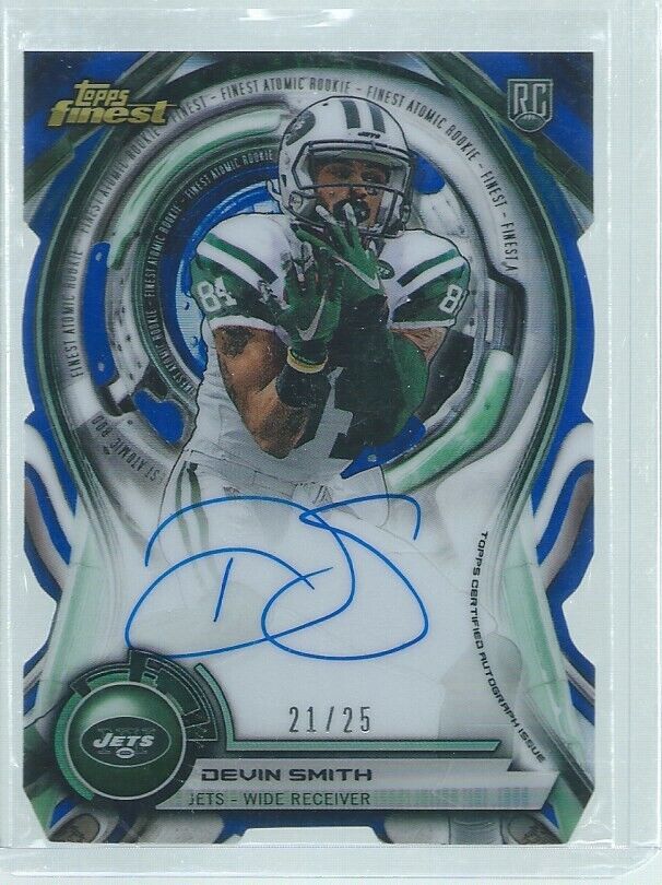 DEVIN SMITH 2015 TOPPS FINEST DIE CUT ON CARD AUTO BLUE REFRACTOR RC #D 21/25