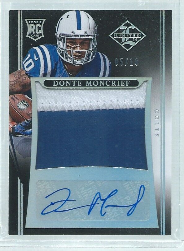 DONTE MONCRIEF 2014 PANINI LIMITED 2 COLOR JUMBO PATCH AUTO RC #D 5/10
